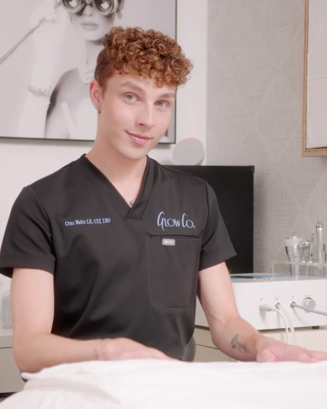 Cruz in his GlowCo facial treatment room